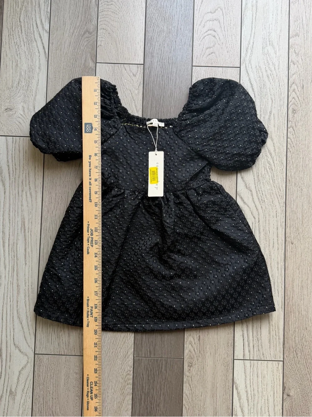 Copper Key Black Puff-Sleeve Dot-Texture Girls' Dress NWT 3T